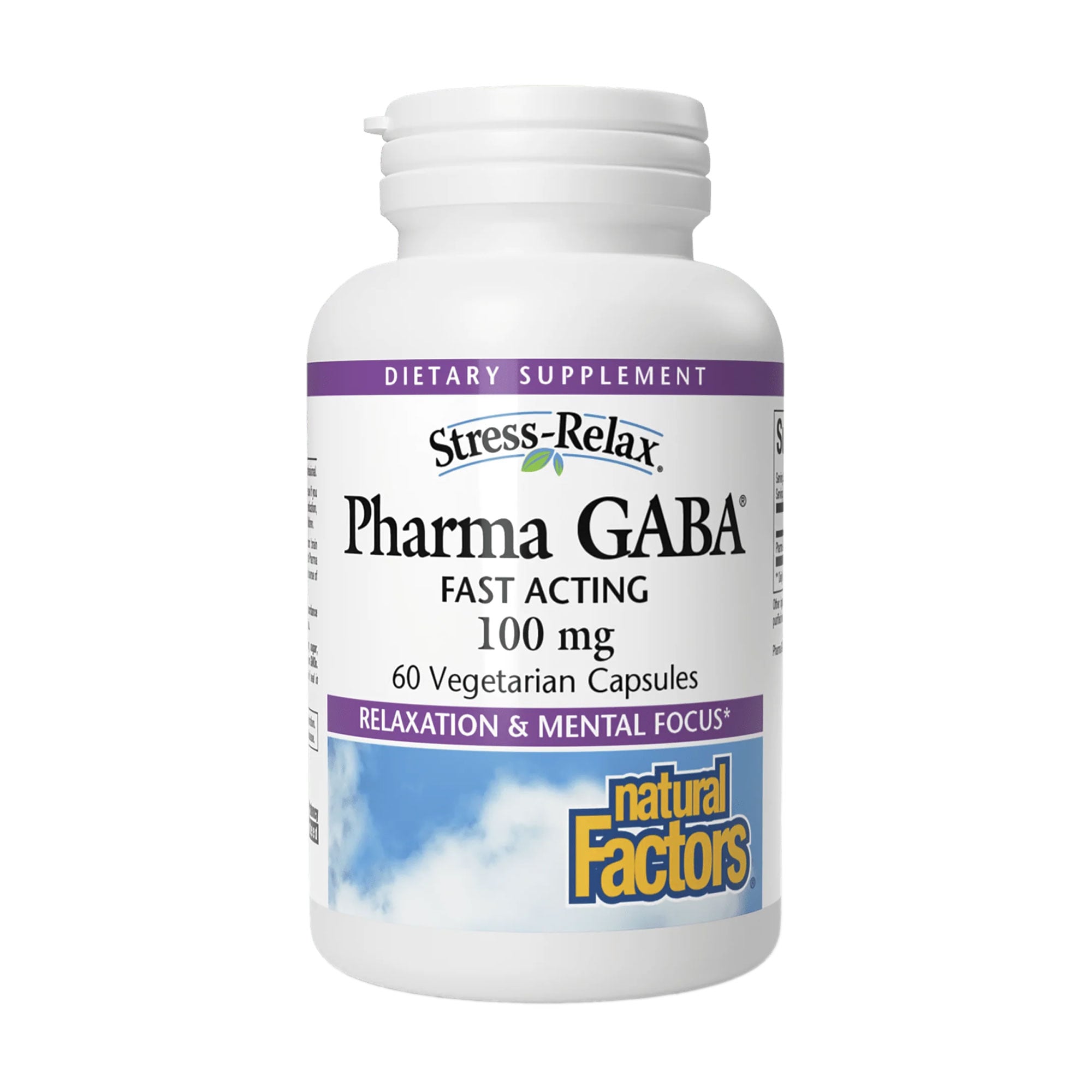 Гамма-аміномасляна кислота Natural Factors Stress-Relax, Pharma GABA 100 мг, 60 вегетаріанських капсул