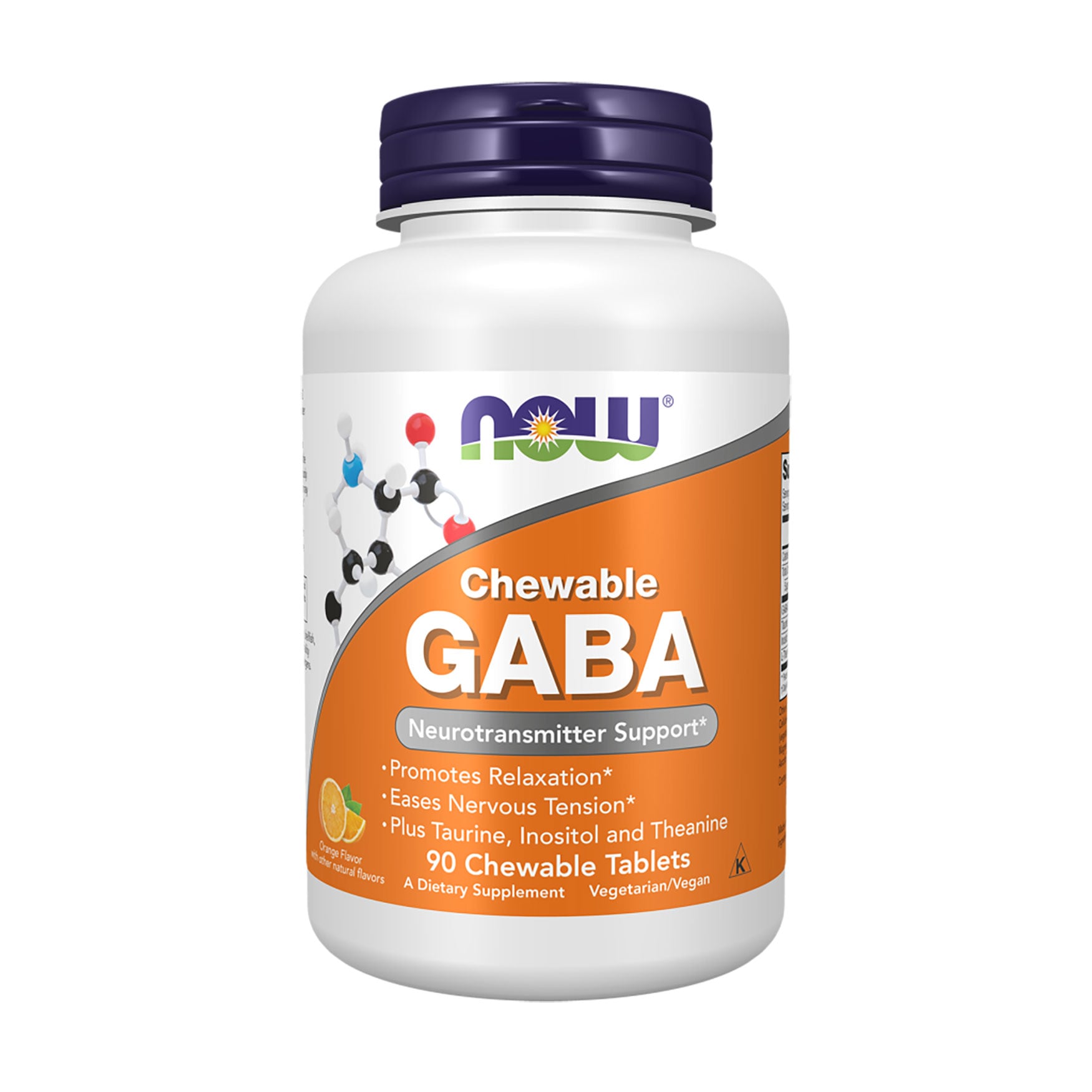 Гамма-аміномасляна кислота NOW foods GABA 250 мг, цитрусовий смак, 90 жувальних таблеток
