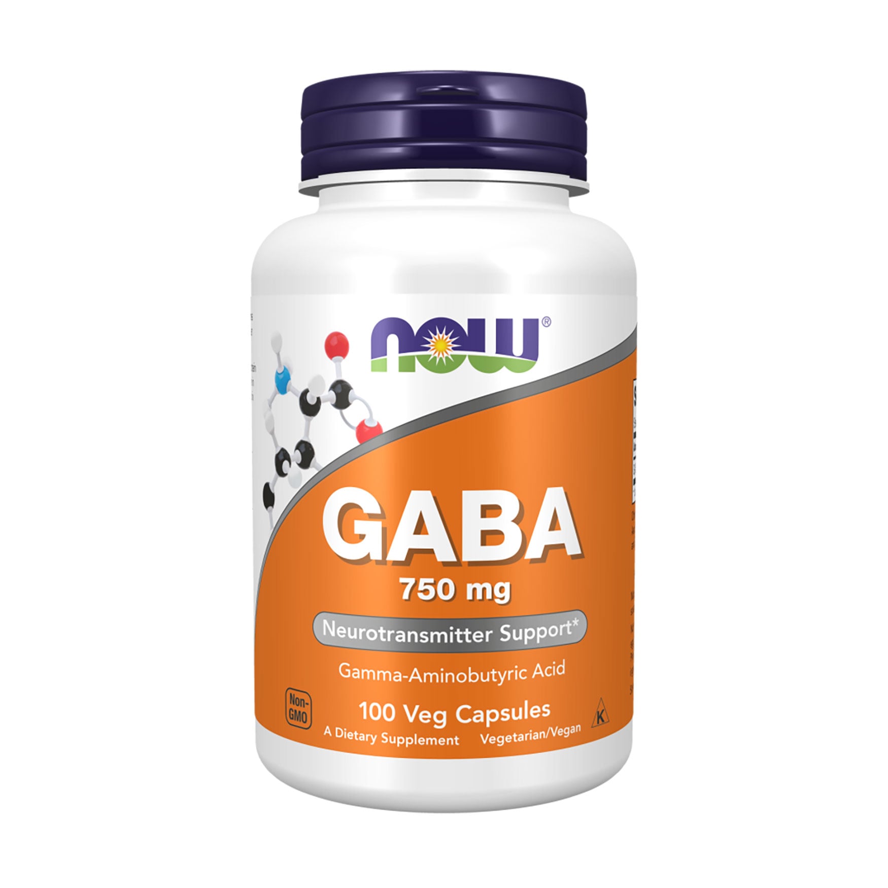 Гамма-аміномасляна кислота NOW foods GABA 750 мг, 100 капсул