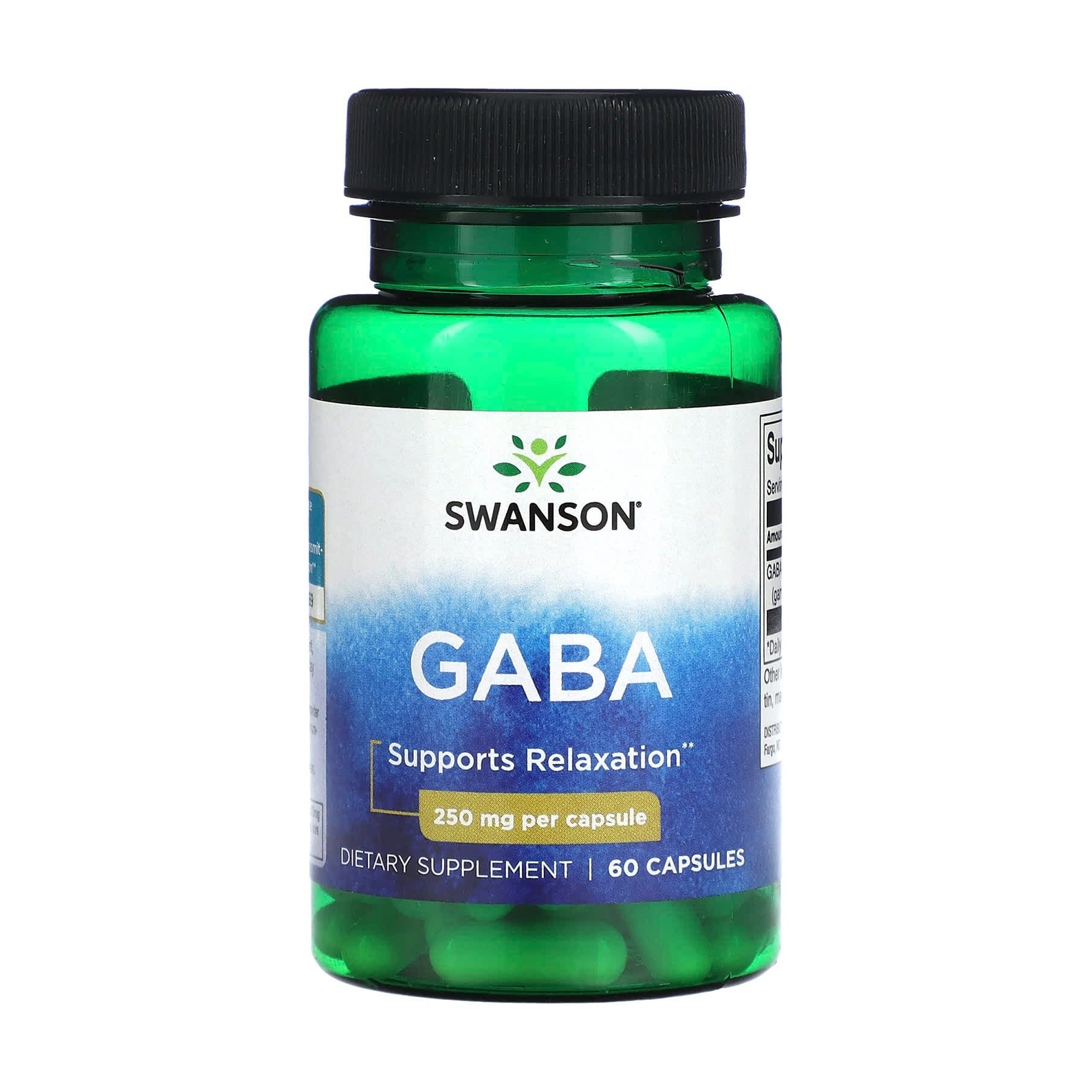 Гамма-аміномасляна кислота Swanson GABA 250 мг, 60 капсул